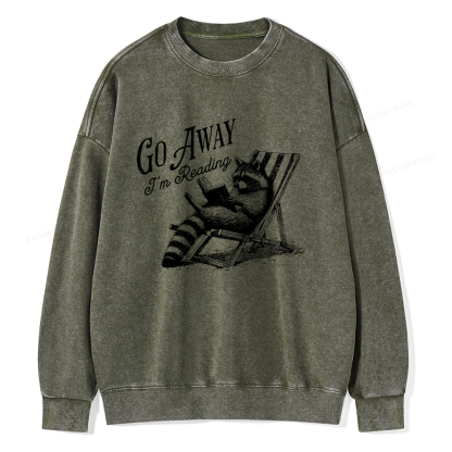 Pagewings Funny Raccoon Book Lover Tshirt Unisex Washed Sweatshirt