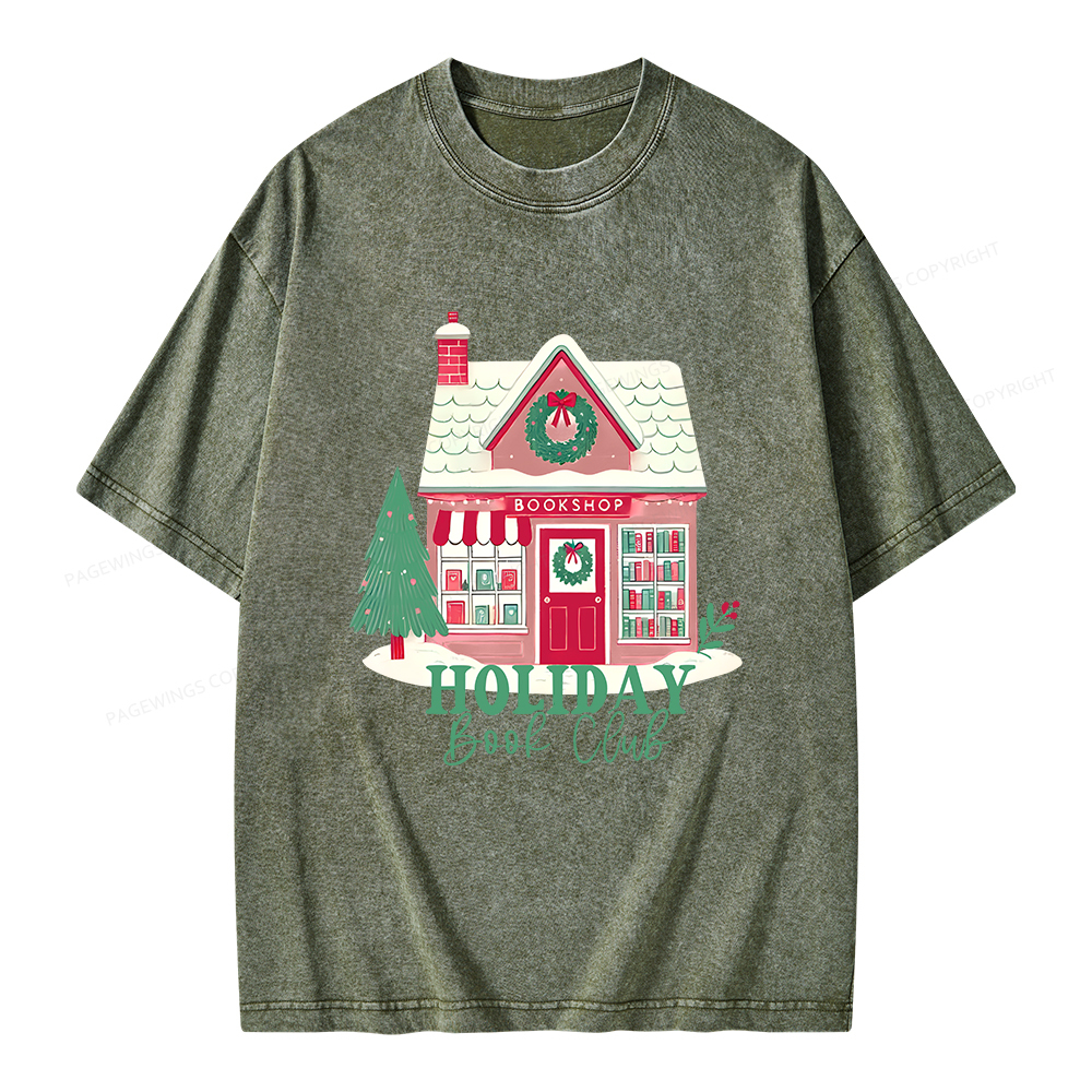 Pagewings Holiday Book Club Unisex Washed T-shirt
