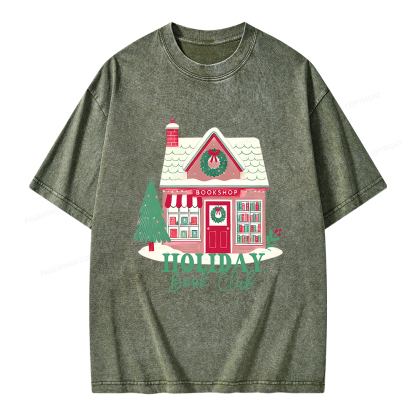 Pagewings Holiday Book Club Unisex Washed T-shirt