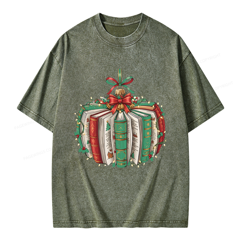 Pagewings Christmas Book Unisex Washed T-shirt