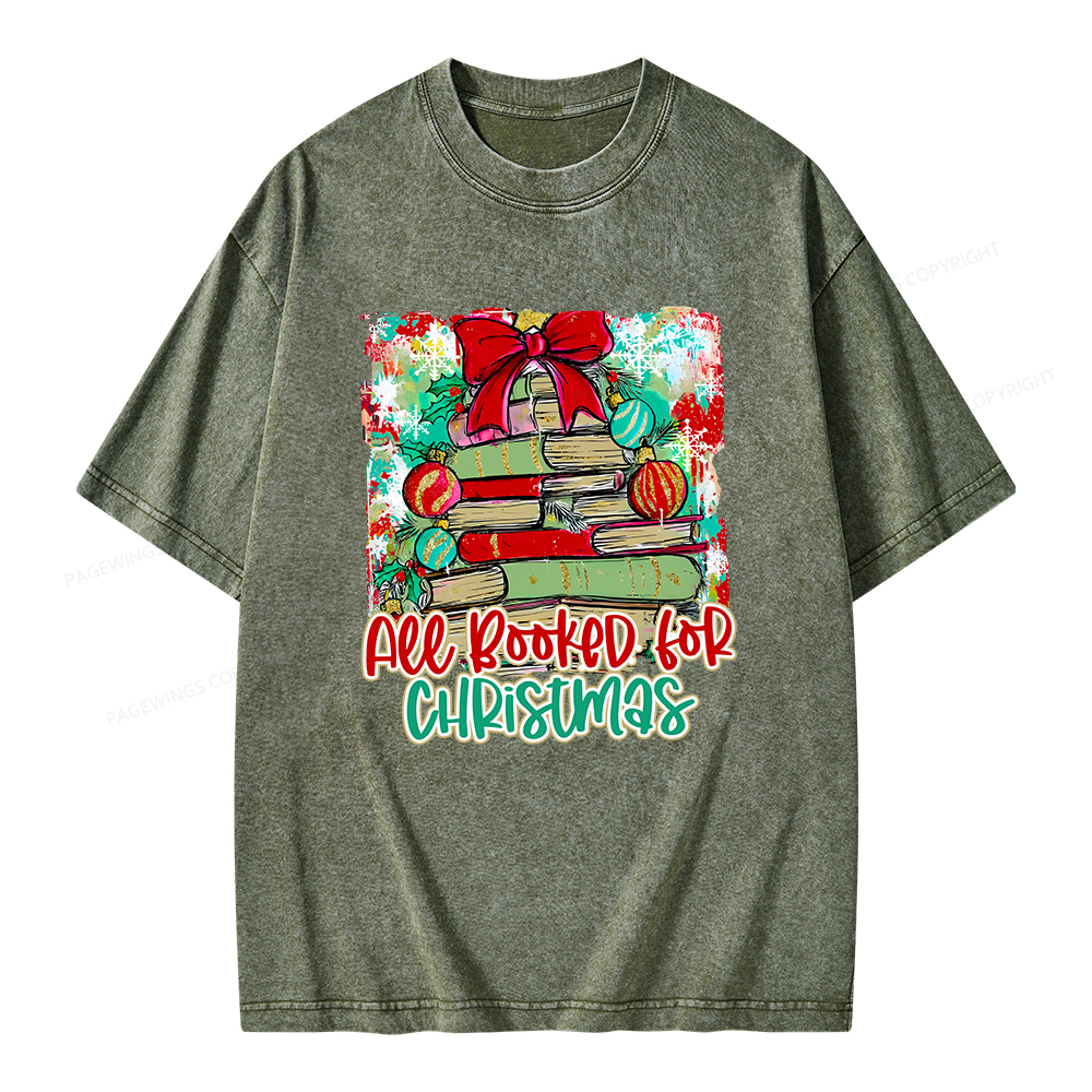 Pagewings Preppy All Booked For Christmas Unisex Washed T-shirt