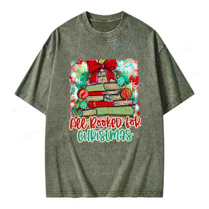 Pagewings Preppy All Booked For Christmas Unisex Washed T-shirt