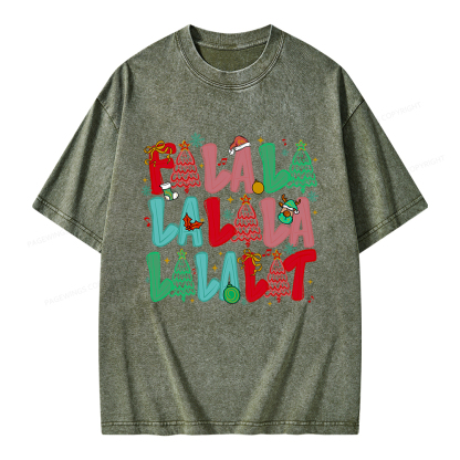 Pagewings Fa-la-la-la-la La-la-la-Lit Unisex Washed T-shirt