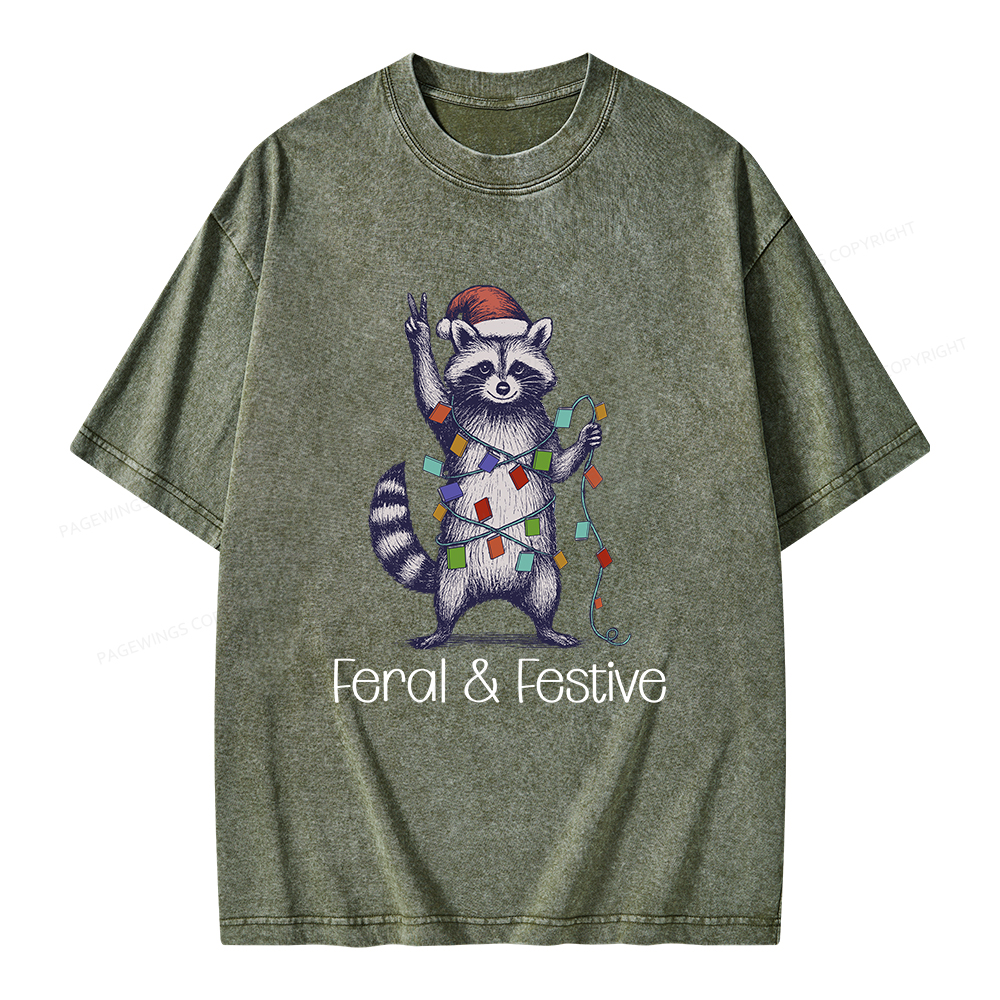 Pagewings Feral and Festive Unisex Washed T-shirt
