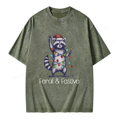 Pagewings Feral and Festive Unisex Washed T-shirt