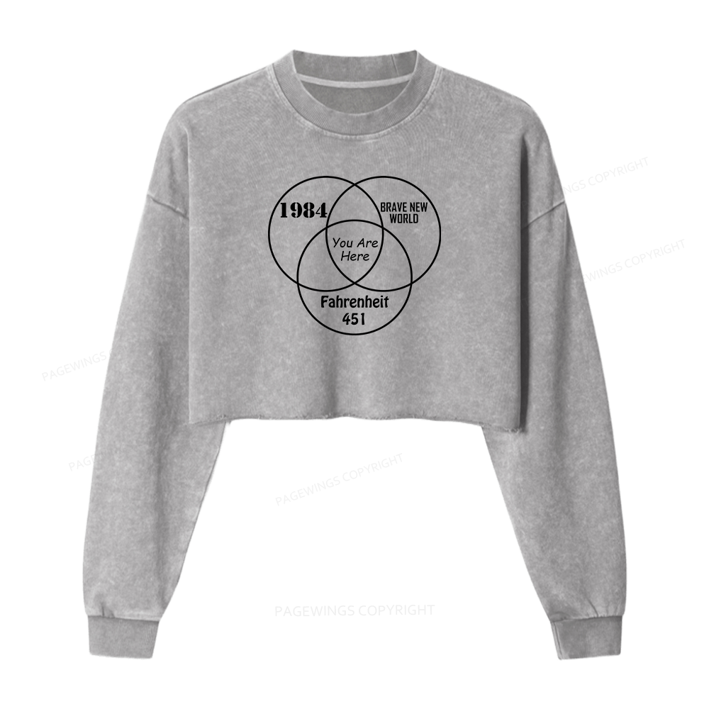 Pagewings I'm With The Banned Women Washed Crop Sweatshirt