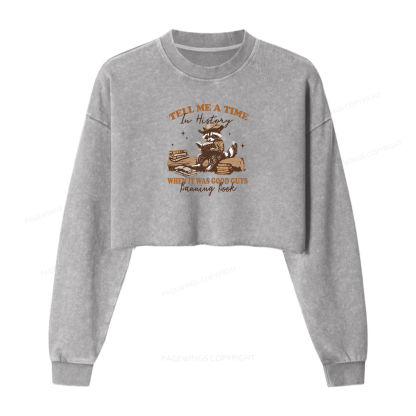 Pagewings In History When It Was Good Guys Banning Book Women Washed Crop Sweatshirt