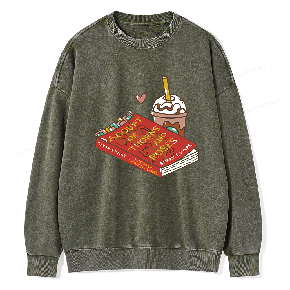 Pagewings A Court of Thorns and Roses Bookish  Unisex Washed Sweatshirt