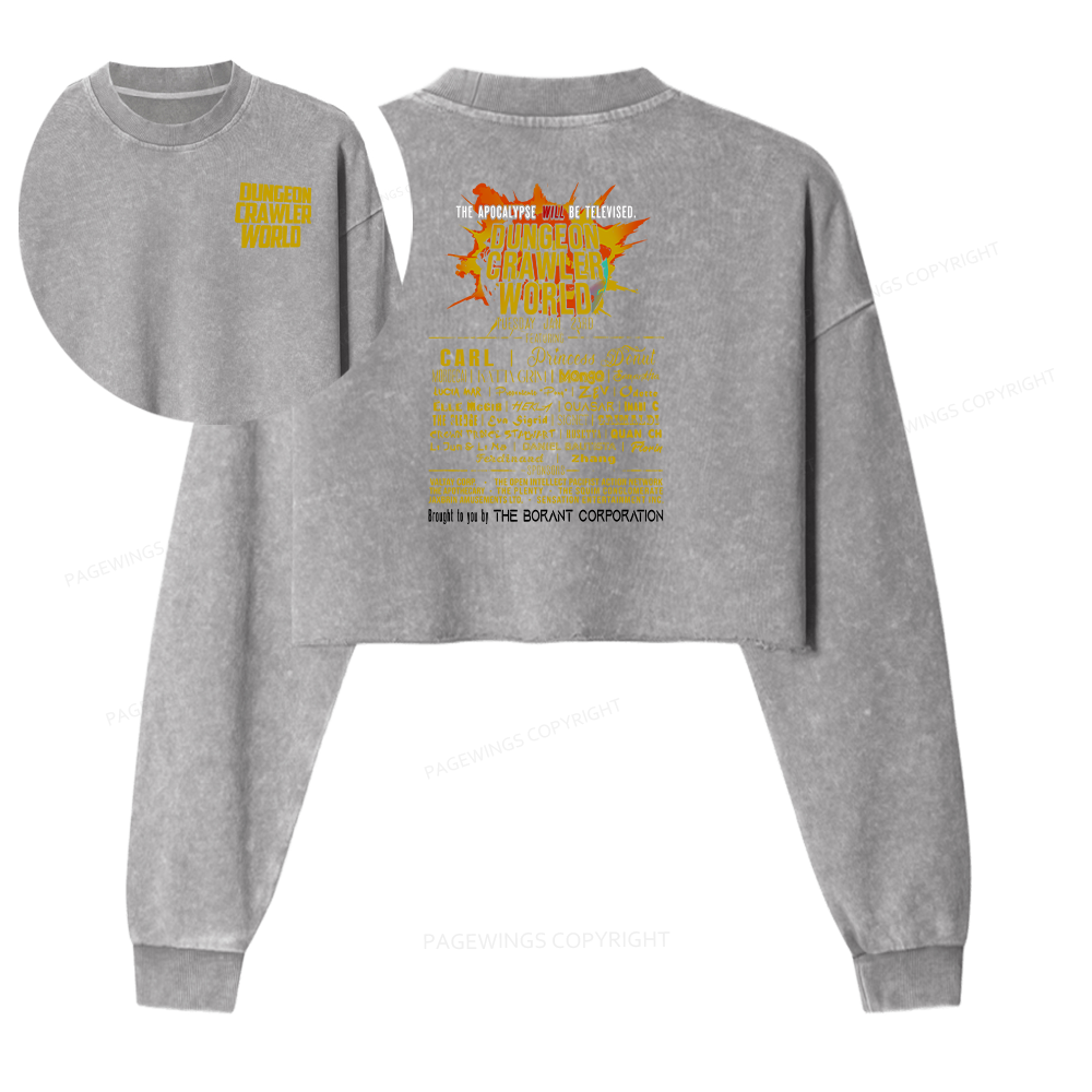 Pagewings Fuel Your Imagination With Sci-Fi World Tour Women Washed Crop Sweatshirt