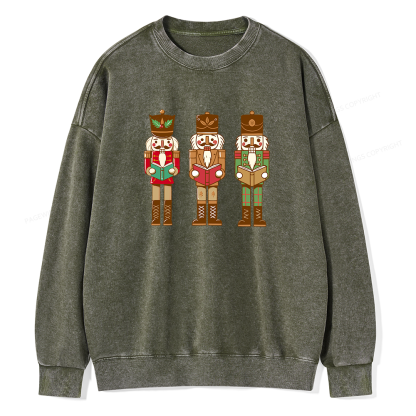 Pagewings Christmas Nutcracker Reading Books Unisex Washed Sweatshirt