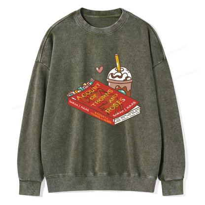Pagewings A Court of Thorns and Roses Bookish  Unisex Washed Sweatshirt