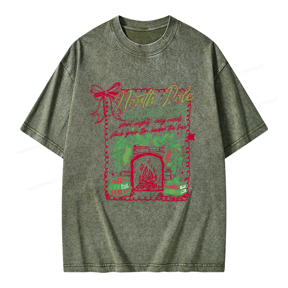 Pagewings North Pole Readers Club Unisex Washed T-shirt