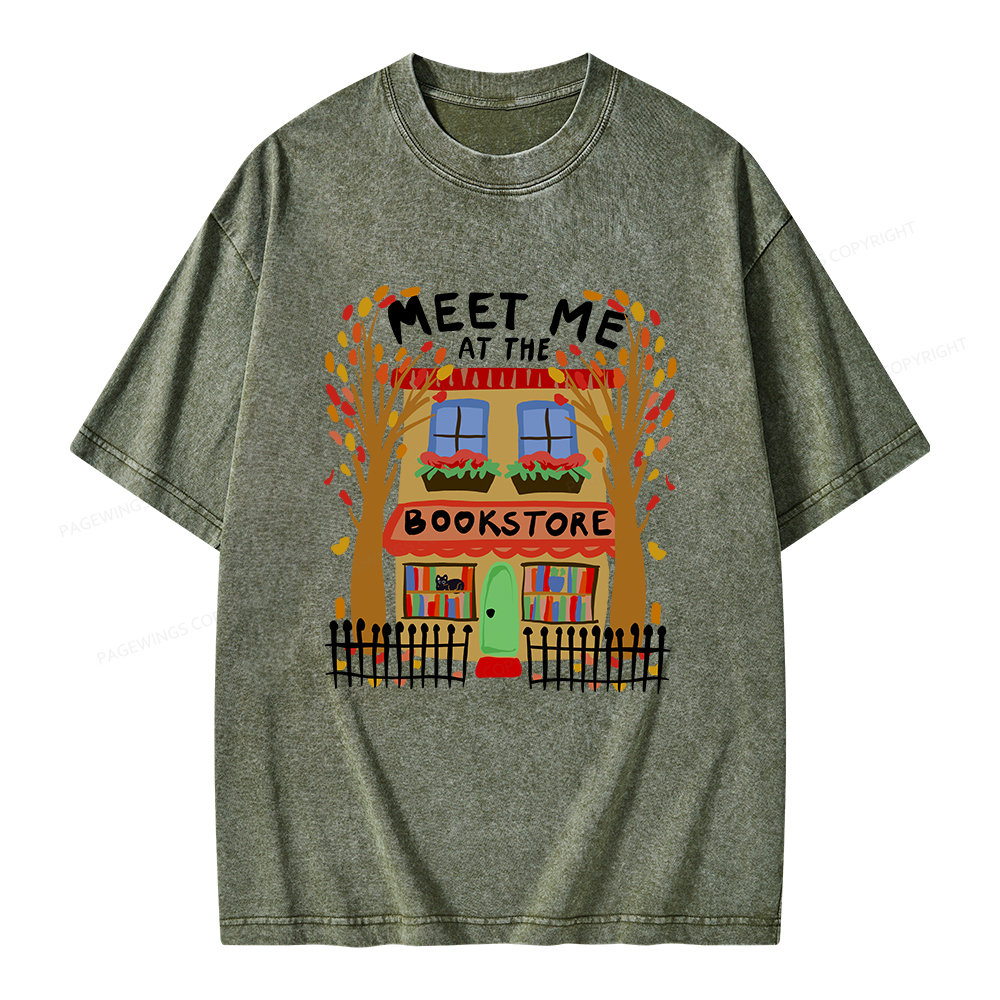 Pagewings Meet Me At The Bookstore Unisex Washed T-shirt