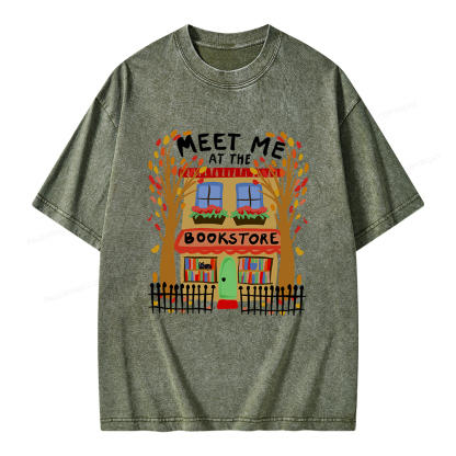 Pagewings Meet Me At The Bookstore Unisex Washed T-shirt