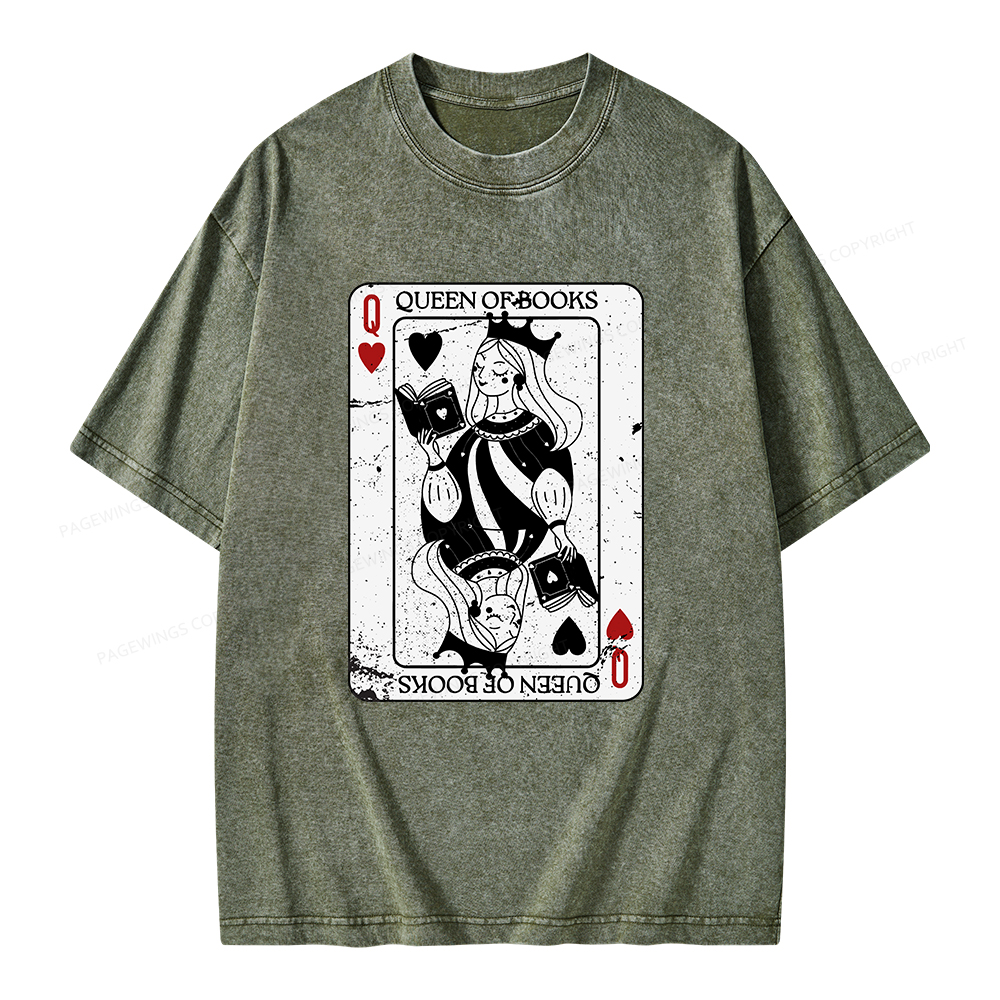 Pagewings Queen Of Books Unisex Washed T-shirt
