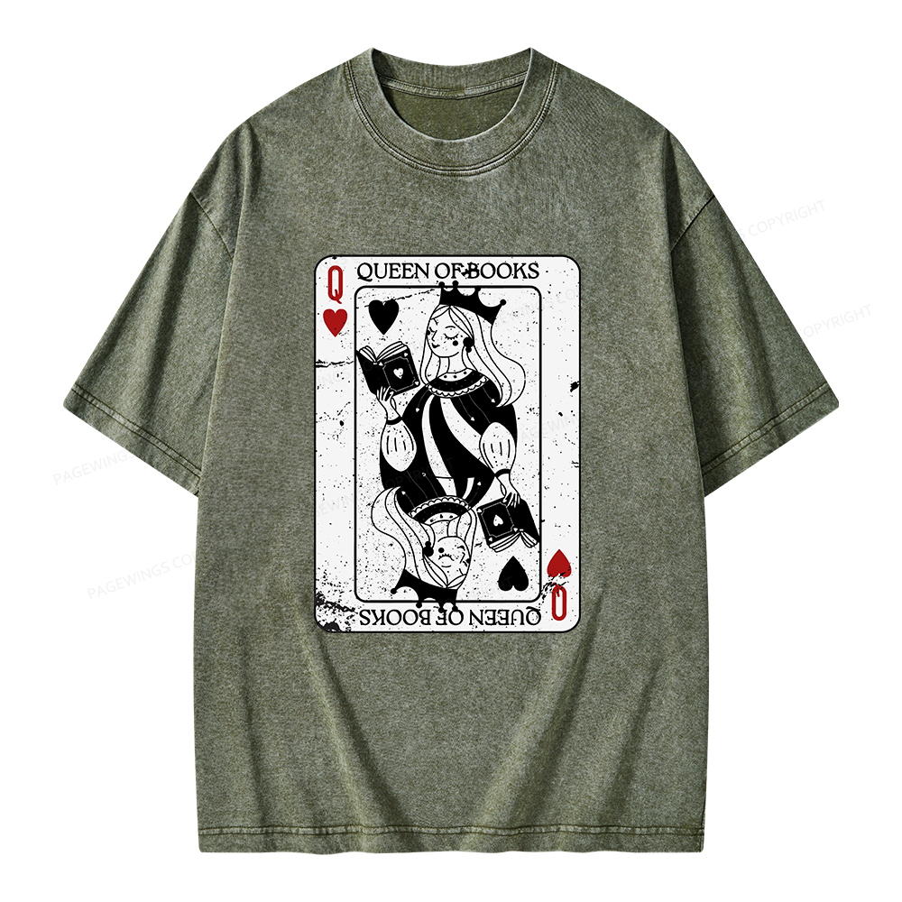 Pagewings Queen Of Books Unisex Washed T-shirt