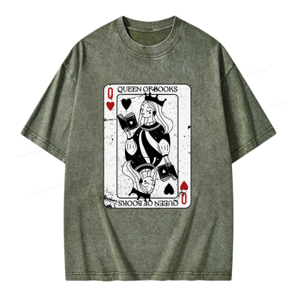 Pagewings Queen Of Books Unisex Washed T-shirt
