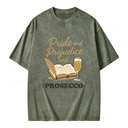 Pagewings Pride And Prejudice And Prosecco Unisex Washed T-shirt