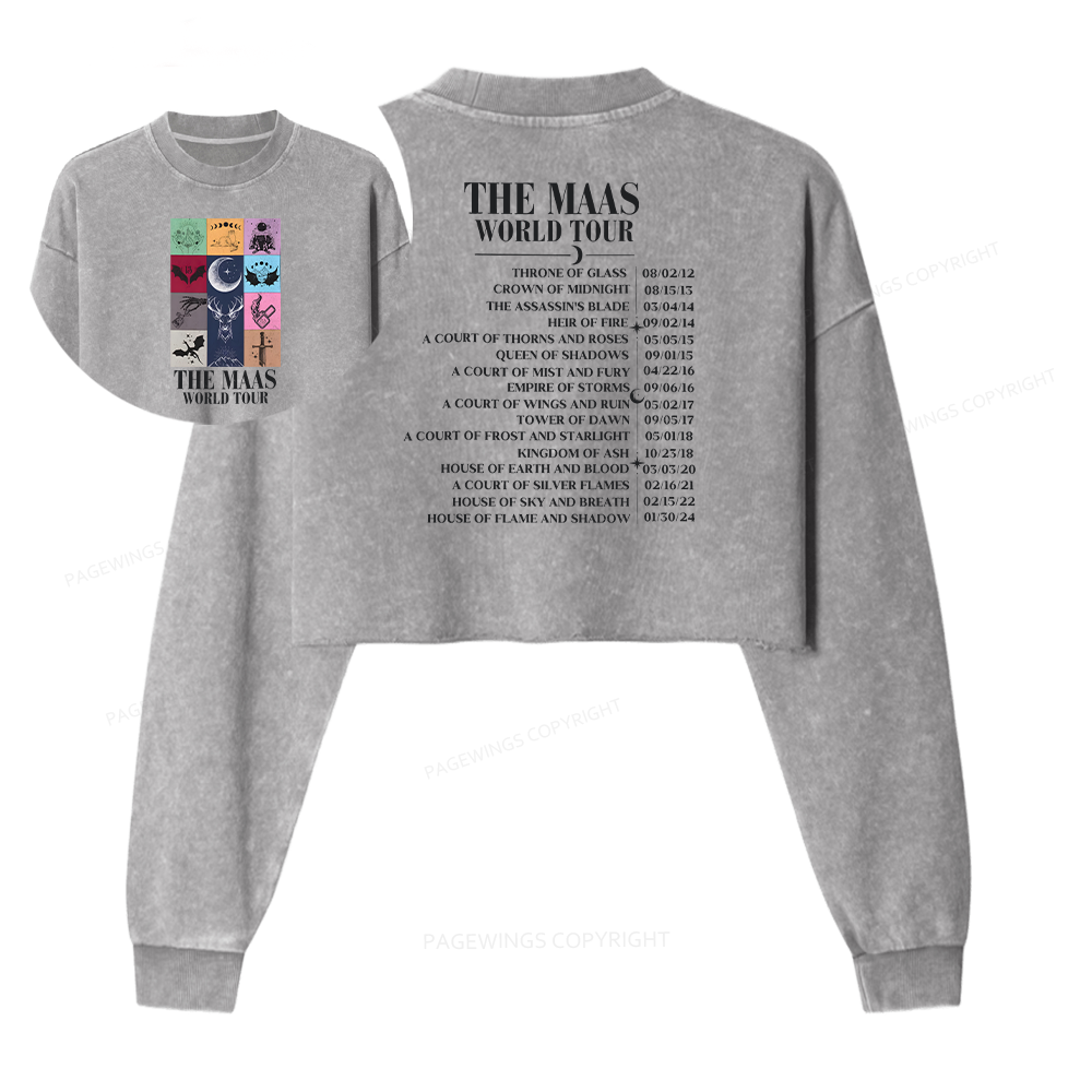 Pagewings World Tour Women Washed Crop Sweatshirt