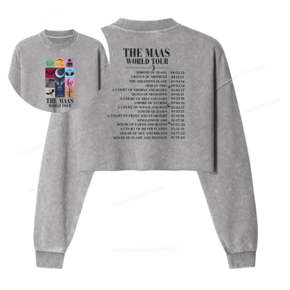Pagewings World Tour Women Washed Crop Sweatshirt