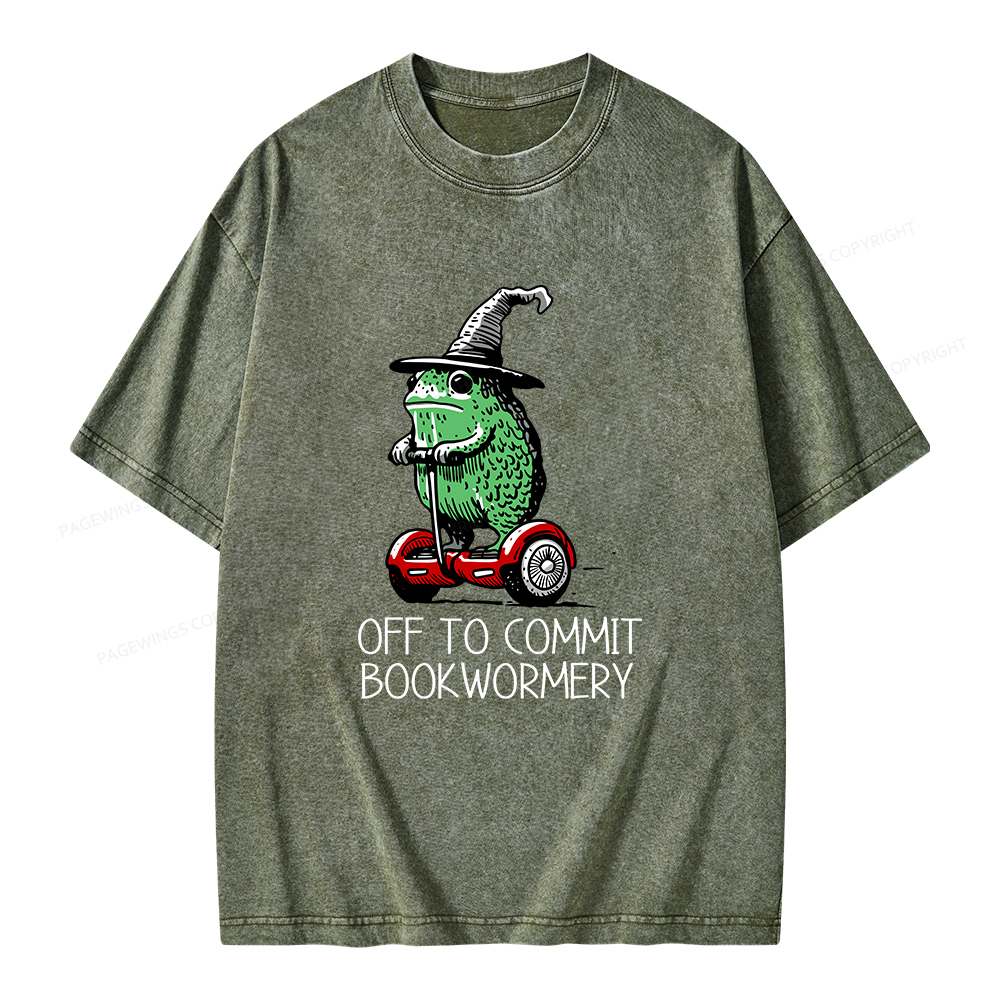 Pagewings Off To Commit Bookwormery Unisex Washed T-shirt