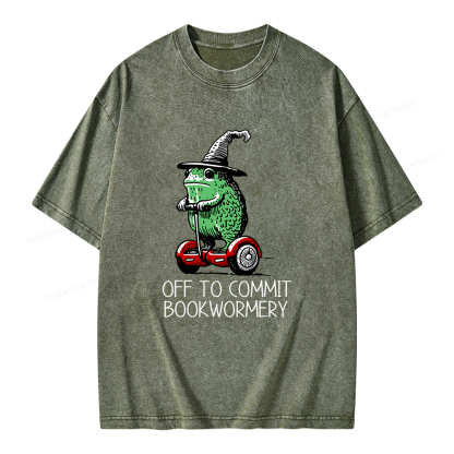 Pagewings Off To Commit Bookwormery Unisex Washed T-shirt