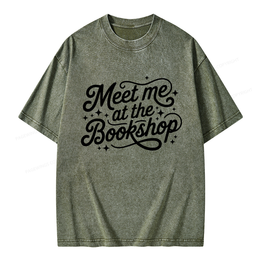 Pagewings Meet Me At The Bookshop Unisex Washed T-shirt
