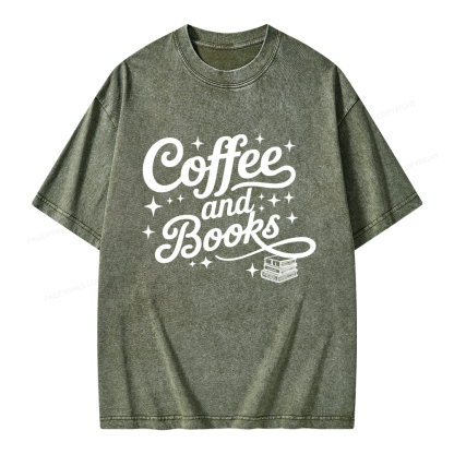 Pagewings Coffee and Books Unisex Washed T-shirt