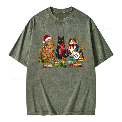 Pagewings Meowy Booksmas Unisex Washed T-shirt