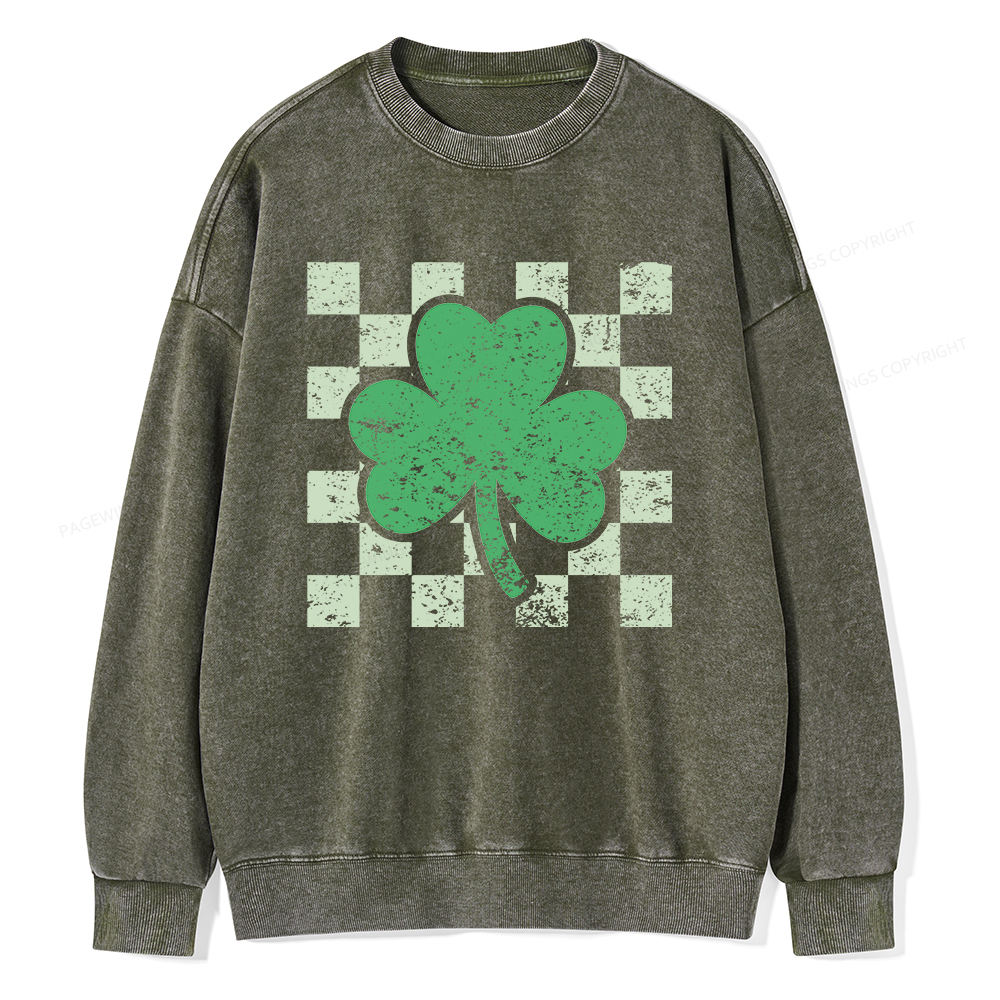 Pagewings St Patrick's Shirt, Shamrock Shirt Unisex Washed Sweatshirt