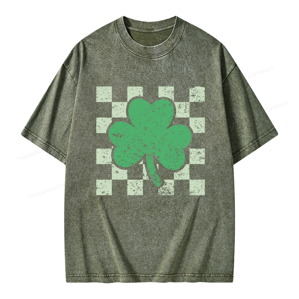 Pagewings St Patrick's Shirt, Shamrock Shirt Unisex Washed T-shirt
