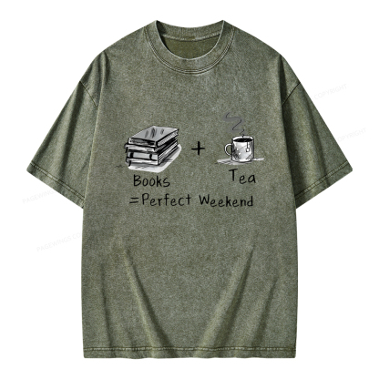 Pagewings Books Tea Perfect Weekend Unisex Washed T-shirt