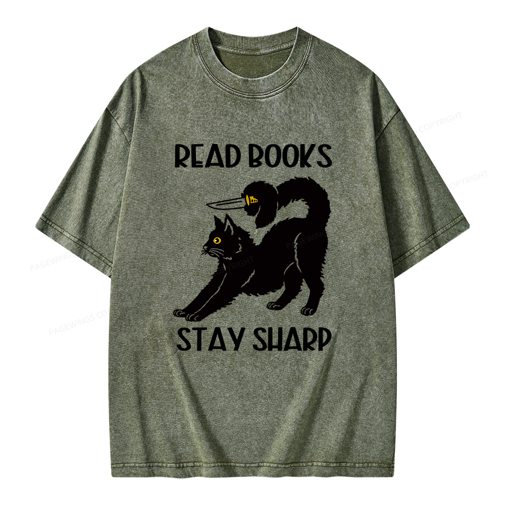 Pagewings Read Books Stay Sharp Unisex Washed T-shirt