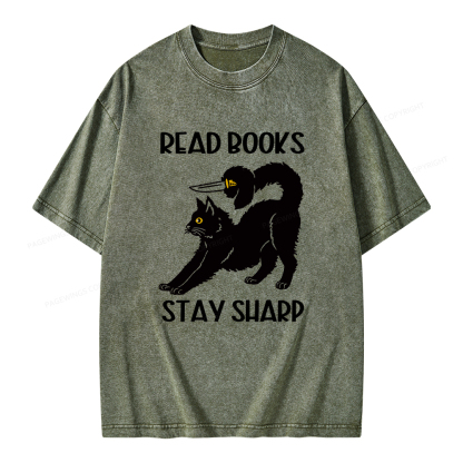 Pagewings Read Books Stay Sharp Unisex Washed T-shirt