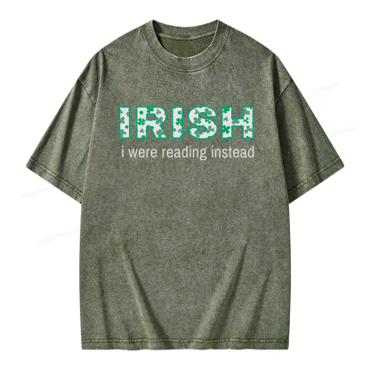 Pagewings St Patrick's Day Reading Teacher t Shirt Unisex Washed T-shirt