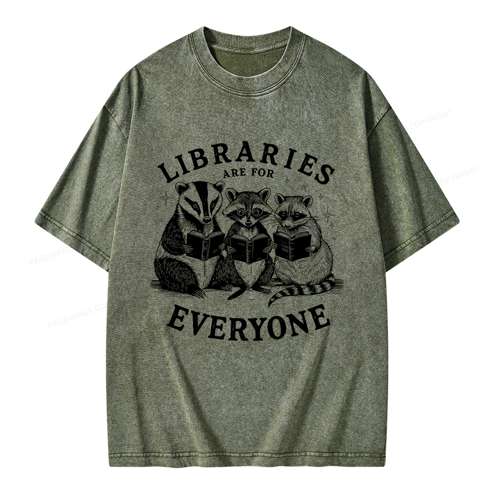 Pagewings Libraries Are For Everyone Unisex Washed T-shirt