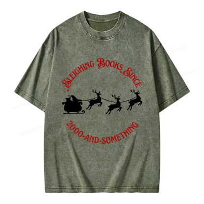Pagewings Sleighing Books Since 2000-And-Something Unisex Washed T-shirt