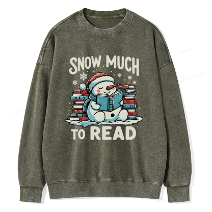 Pagewings Snow Much To Read Unisex Washed Sweatshirt