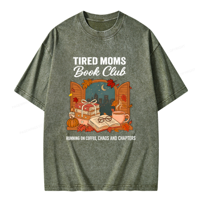 Pagewings Tired Moms Book Club Unisex Washed T-shirt