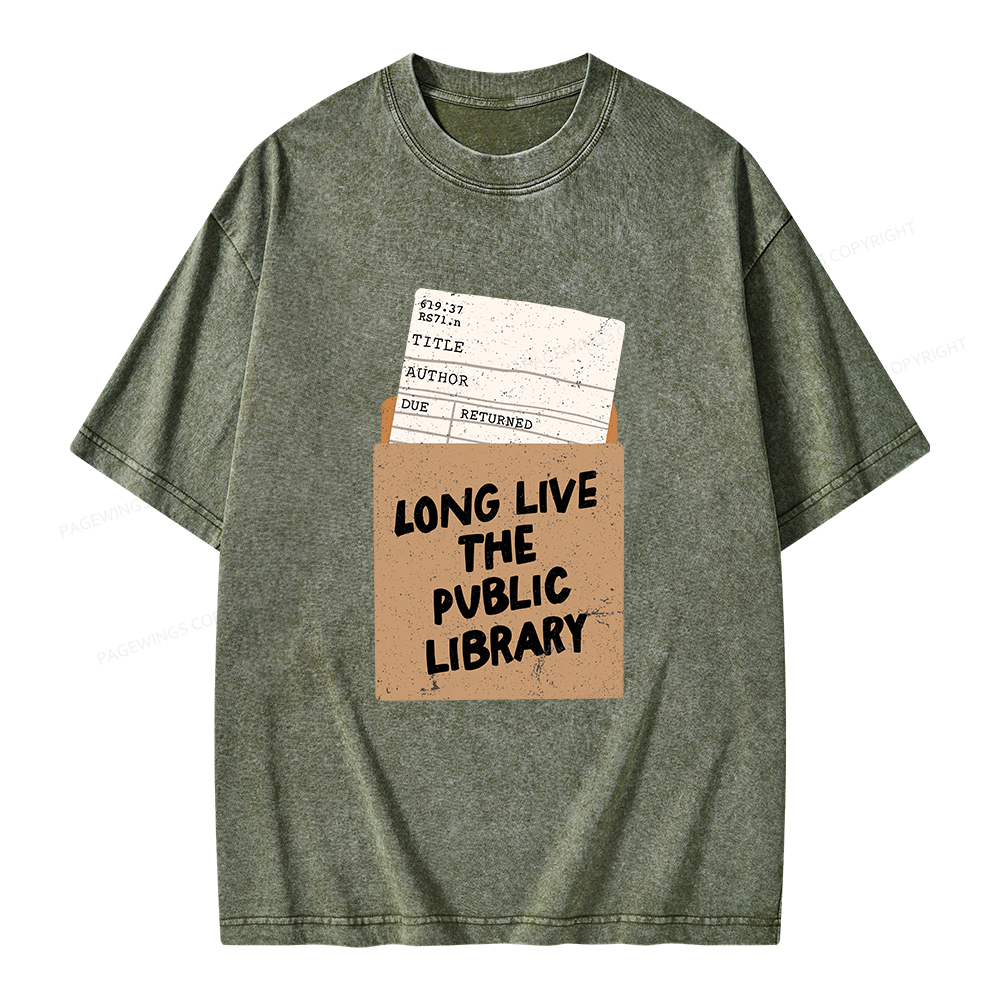Pagewings Long Live The Public Library Unisex Washed T-shirt