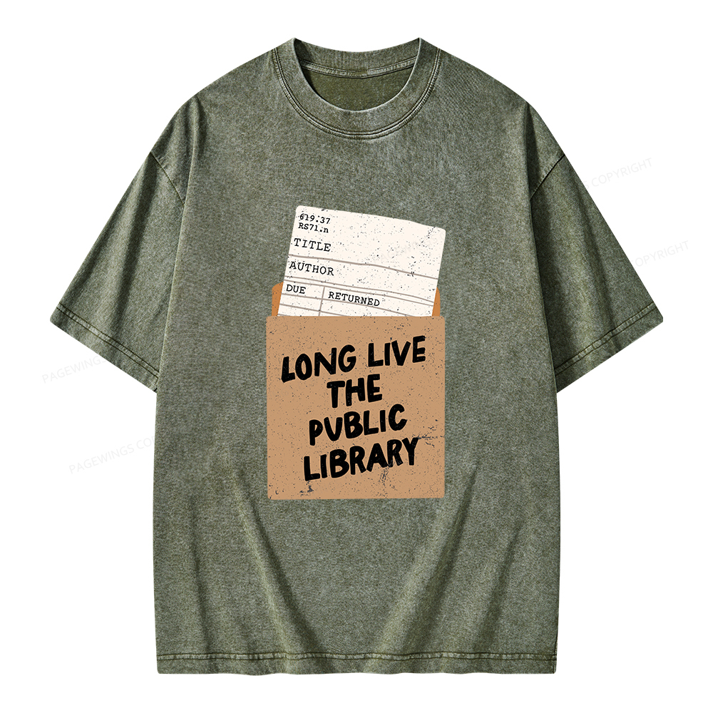 Pagewings Long Live The Public Library Unisex Washed T-shirt