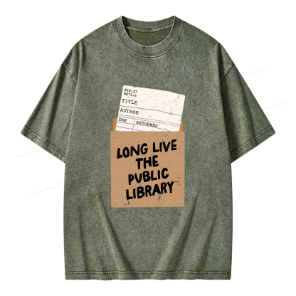 Pagewings Long Live The Public Library Unisex Washed T-shirt