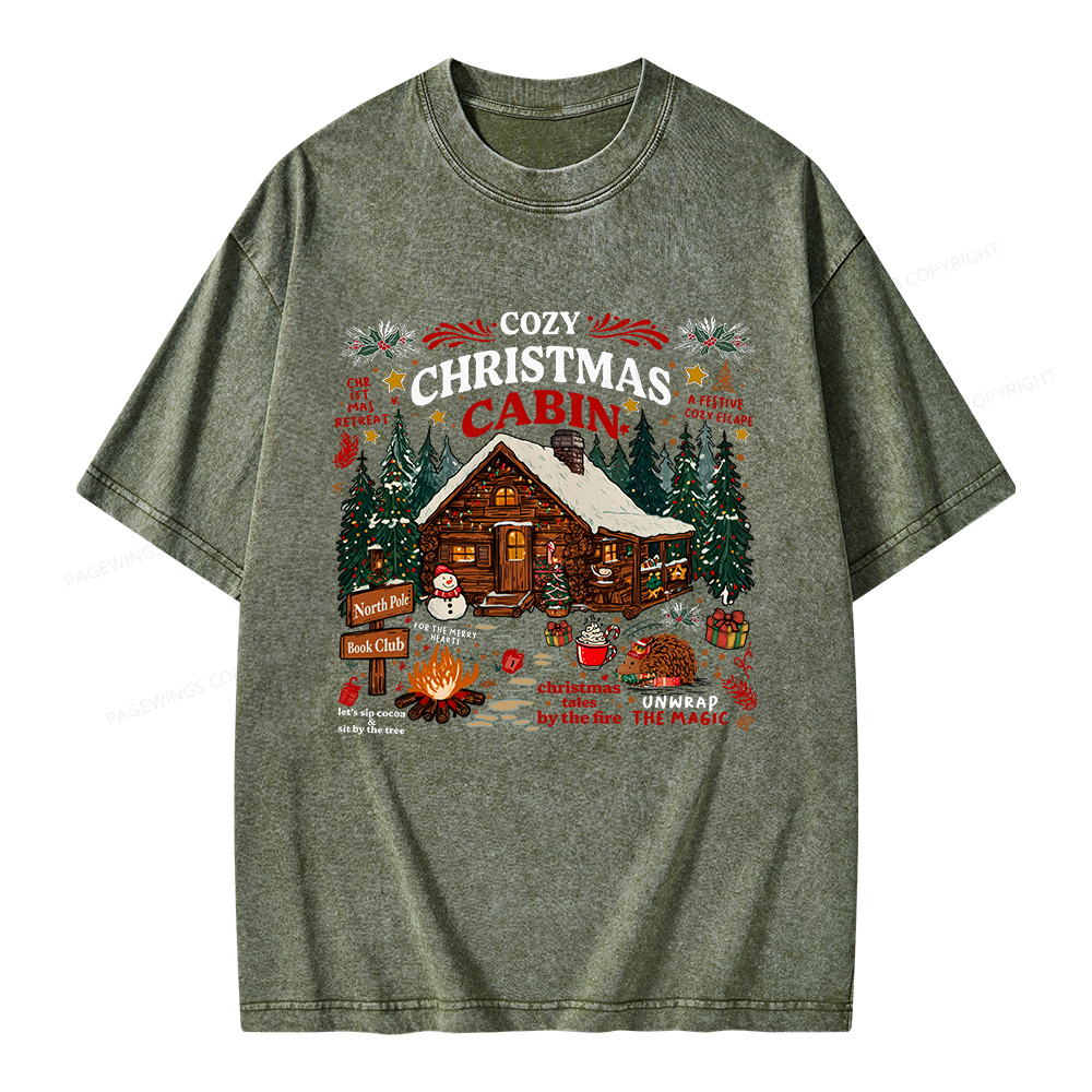 Pagewings Cozy Christmas Reading Unisex Washed T-shirt