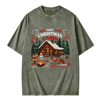 Pagewings Cozy Christmas Reading Unisex Washed T-shirt