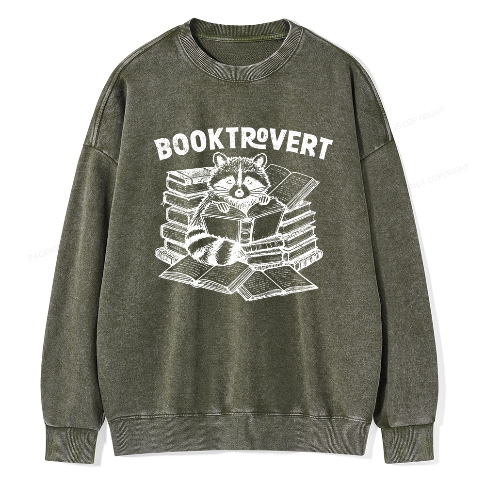 Pagewings  A Raccoon Reading Seriously Unisex Washed Sweatshirt