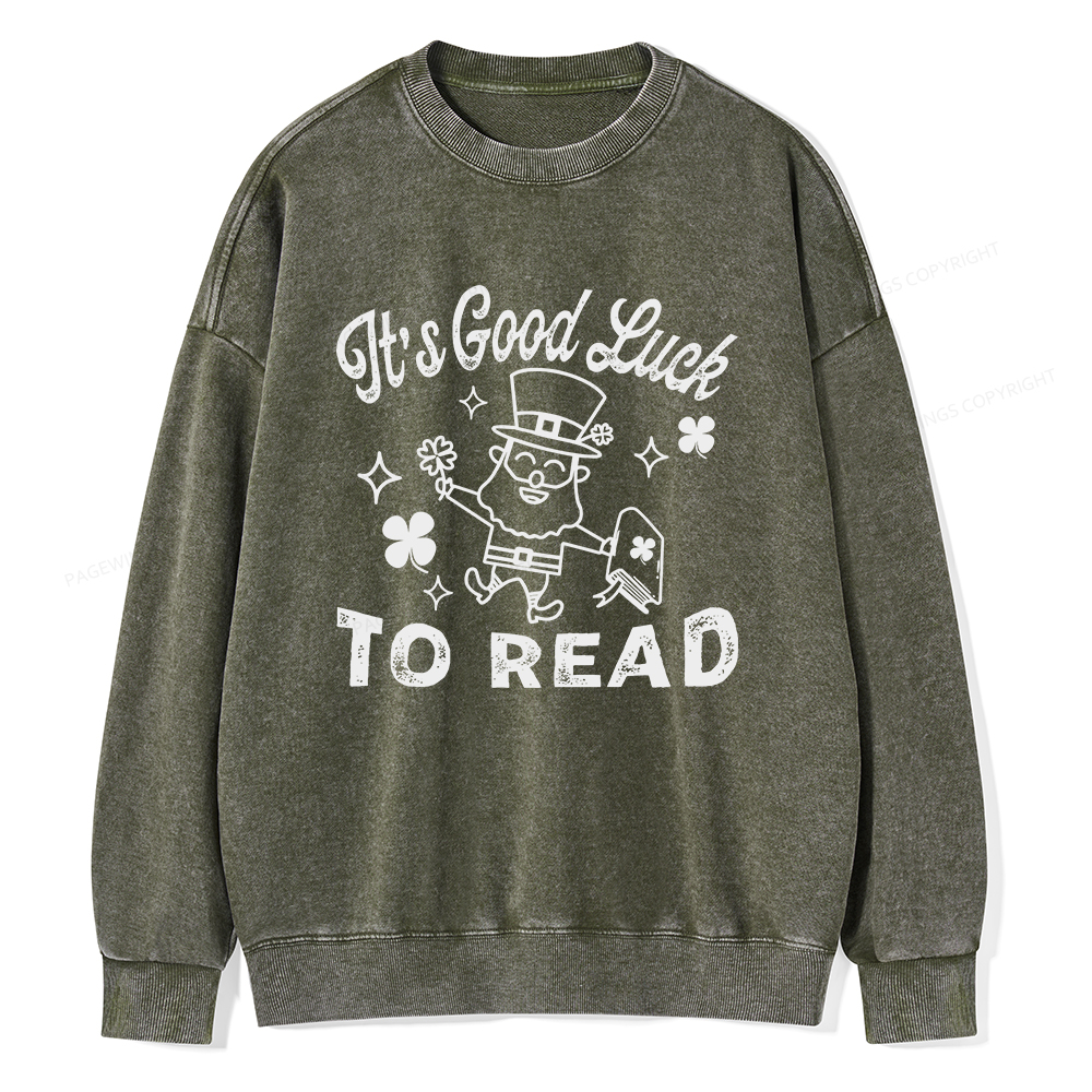 Pagewings  St. Patrick's day Librarian Shirt Library tshirt Unisex Washed Sweatshirt