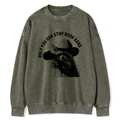 Pagewings Only You Can Stop Book Bans Unisex Washed Sweatshirt