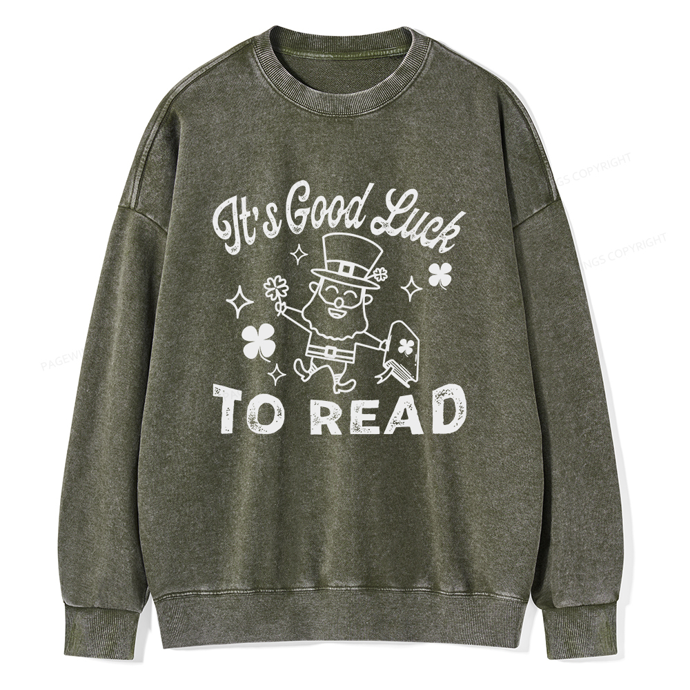 Pagewings  St. Patrick's day Librarian Shirt Library tshirt Unisex Washed Sweatshirt
