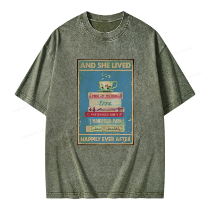 Pagewings And She Lived Happily Ever After Unisex Washed T-shirt