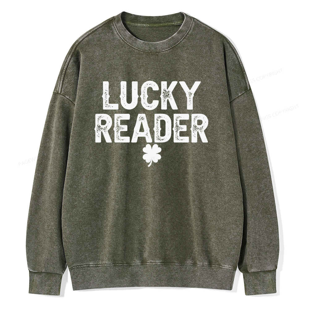 Pagewings Lucky and Lucky Fucker Graphic Tees Unisex Washed Sweatshirt
